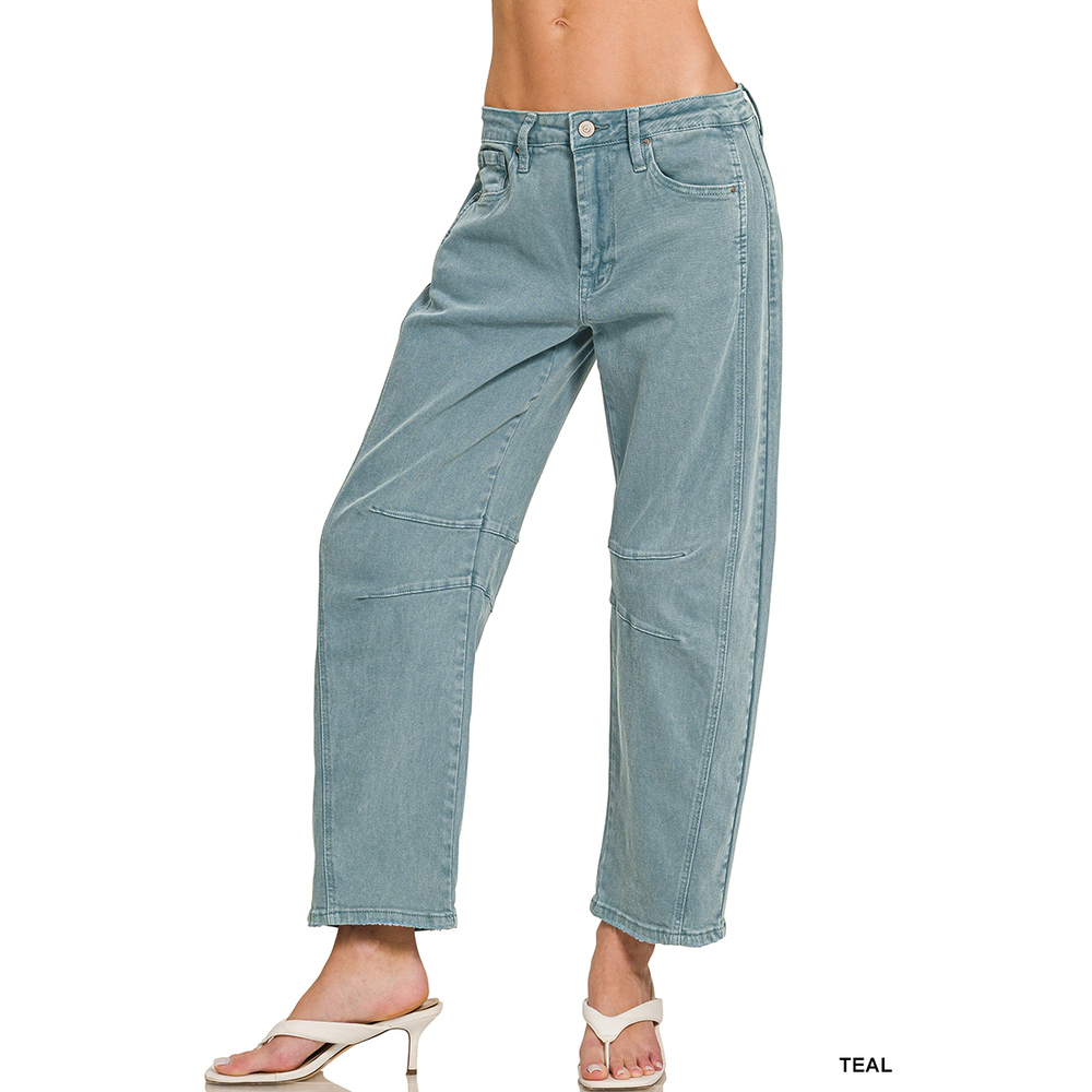 Zenana Barrel Leg Jeans In Teal NWOT